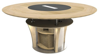 Table ronde extensible en diamètre et télescopique