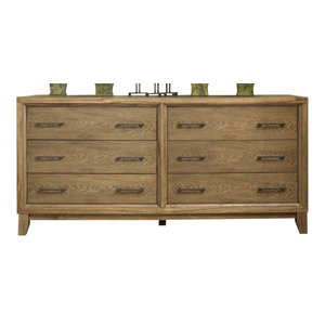 6 Drawer Dresser In Rustic Gray Wash Finish Farmhouse Dressers