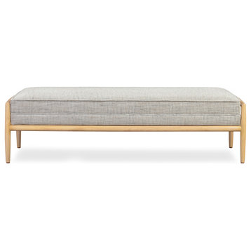 Fritz Fabric and Leather Bench, Hessian