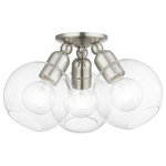 Livex Lighting - Downtown 3 Light Brushed Nickel Sphere Semi-Flush - Bring a refined lighting style to your interior with this downtown collection three light semi flush. Shown in a brushed nickel finish with clear sphere glass.