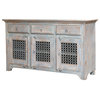 Rustic Distressed Solid Wood 3 Drawer Buffet Sideboard