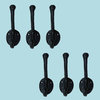 6 Wrought Iron Double Hook Black for Coats Towels Robes |