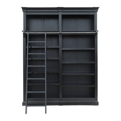 Flemington bookcase with ladder - black 2 bay - Products