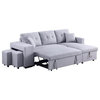 Maklaine Linen Fabric Reversible Sleeper Sectional Storage Chaise Stool in Gray