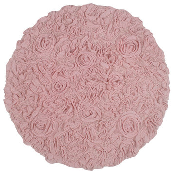 Bellflower Collection Cotton Bath Rug 22" Round, Pink
