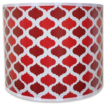 2-Tone Red Mediterranean Hard Back Lampshade, Red, 10"x10"x8"