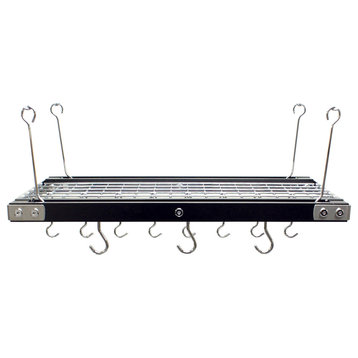 Range Kleen 24-Piece  Walnut with Stainless Steel Accents Rectangle Pot Rack