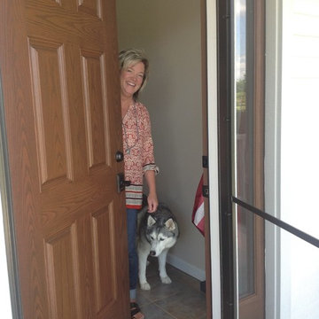 Fiberglass entry door and storm door for a country farmhouse in Carroll Ohio