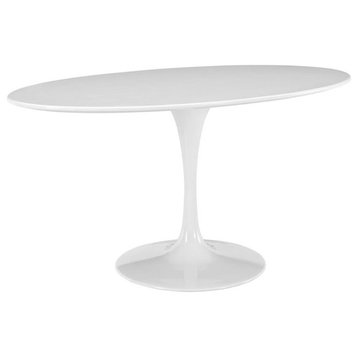 Hawthorne Collection Transitional Wood 60" Oval Dining Table in White Finish