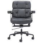Virgil Stanis Design - Perry Office Chair Black, Black - The Perry Office Chair has durable vinyl wrapped plush cushions on a powder coated steel frame, with a tilt height adjustable powder coated steel rolling base. This chair gives any home office or hotel room a mid century modern feel.