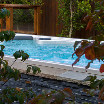 Swim Spa, Pergola, and Outdoor Living and Dining Areas