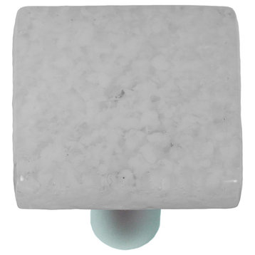 Art Glass Square Granite Pull, Alum Post, Granite, Clear & White