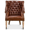 Welsh Leather Wingback Accent Chair Vintage Havana