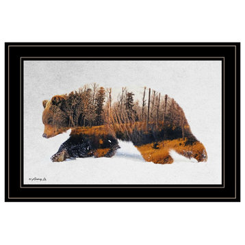"Traveling Bear" by Andreas Lie, Framed Print, Black Frame