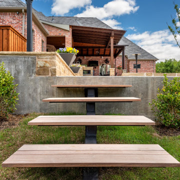 Custom Freestanding Outdoor Living Arbor with Kitchen, Fireplace & Entertainment