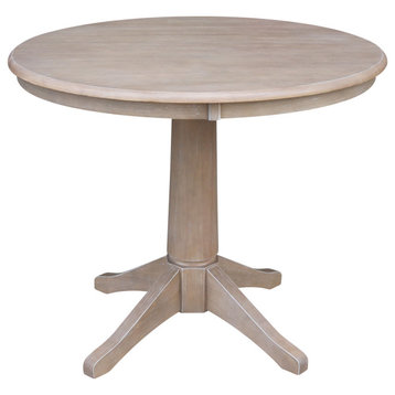 Round Top Pedestal Table, Washed Gray Taupe, 36"ch Round