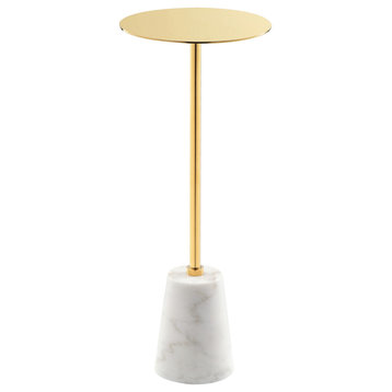 Gold Winston Side Table White