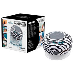Contemporary Home Electronics Abco Tech Upgraded Waterproof Wireless Bluetooth Shower Speaker, Black Zebra