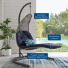 Landscape Hanging Chaise Lounge Outdoor Patio Swing Chair, Light Gray Navy