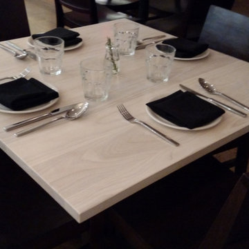 Parella's Custom Whitewashed Restaurant Tables