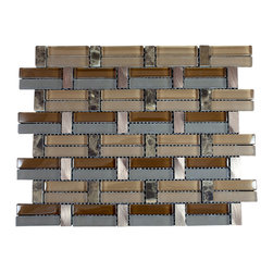 Glossy Light and Dark Brown, Blue & Brown Marble & Silver Aluminum Authentic Gla - Home Accessories & Decor