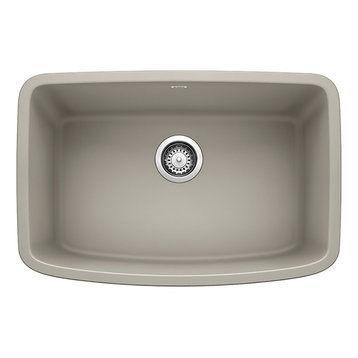 Blanco 442757 Valea 27"x18" Granite Single Bowl Kitchen Sink, Concrete Gray