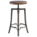 Uttermost - Uttermost Westlyn Industrial Bar Stool - Featuring a natural suar wood top finished in a lightly burnished dark walnut stain revealing warm honey undertones, set atop a refined industrial base crafted from hand forged iron and finished in an aged steel. Seat adjusts from 25 to 32h".