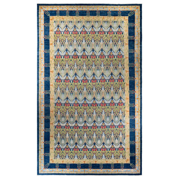 Arts and Crafts, One-of-a-Kind Handmade Area Rug Blue, 19' 6" x 11' 6"