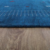 Hand Knotted Loom Wool Area Rug Contemporary Blue, [Rectangle] 5'x8'