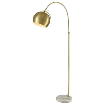 Arched Floor Lamp Gold Metal/White Marble Finish Gold Metal Shade - Floor Lamps