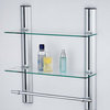 2 Tier Adjustable Glass Shelf With Aluminum Frame and Towel Bar