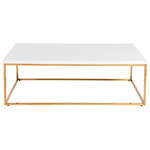 Euro Style - Teresa Rectangular Coffee Table, White Lacquer/Brushed Gold Stainless Steel - Lacquered MDF top