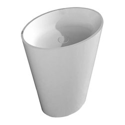 ADM Bathroom Design - ADM Oval Freestanding Pedestal Sink, White, 24", Matte White - Bathroom Sinks