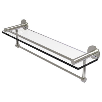 Fresno 22" Glass Shelf with Vanity Rail and Towel Bar, Satin Nickel
