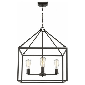 Chandelier 4 Light Steel in Sturdy style - 28 Inches high by 21 Inches