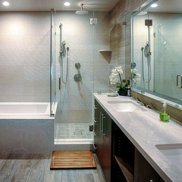 Marble Bathroom - Mid-Century Open Floor Plan with View Deck