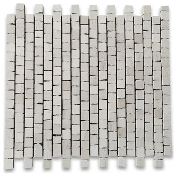 Moleanos Beige Golden Beach Limestone Hand Clipped Random Mosaic Tile, 1 sheet