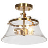 LNC 2-Light 11.8" Polished Gold Modern/Contemporary Semi-flush Mount Light