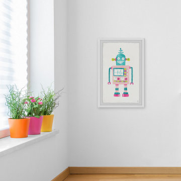 "Girly Robot" Framed Painting Print