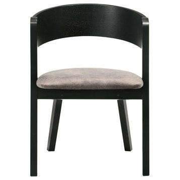 Jackie Mid-Century Upholstered Dining Chairs in Black finish - Set of 2
