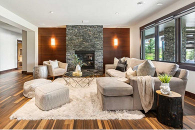 Trendy living room photo in Calgary