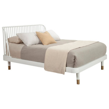 Alpine Furniture Madelyn Queen Slat Back Wood Platform Bed in White