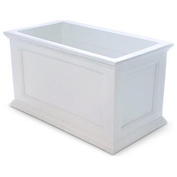 Mayne Fairfield 20x36 Weatherproof Traditional Plastic Planter in White