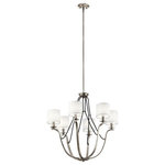 Kichler - Chandelier 6-Light - With elegant curves, fabric covered rope detail and white linen shades the 6-light chandelier with Classic Pewter finish from the Thisbe(TM) collection is far from your common classic style. in.,