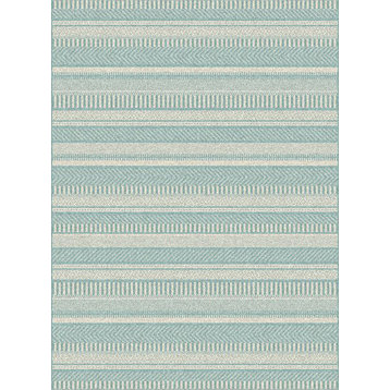 Dynamic Rugs Piazza 4809 Striped Outdoor Rug, Blue, 7'10"x10'10"
