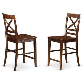 East West Furniture Quincy 11" Wood Counter Stools in Mahogany (Set of 2)
