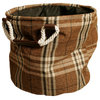Beige Plaid Collapsible Fabric Tote