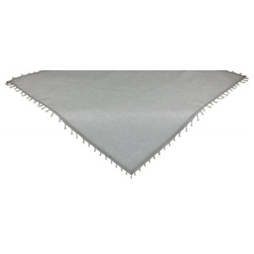 Beaded Sheer 34"x34" Table Topper, Silver