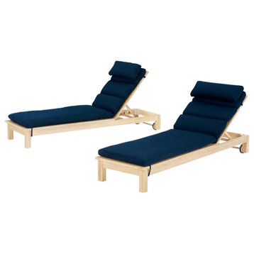 Kooper Sunbrella Outdoor Patio Chaise Lounges, Navy Blue