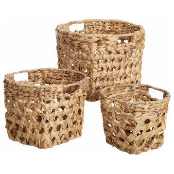 Trania Woven Water Hyacinth Twine Baskets Set of 3